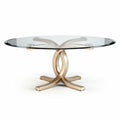 Tavolo rotondo in vetro con base in metallo per sala da pranzo - 150 x 150 x 75 cm