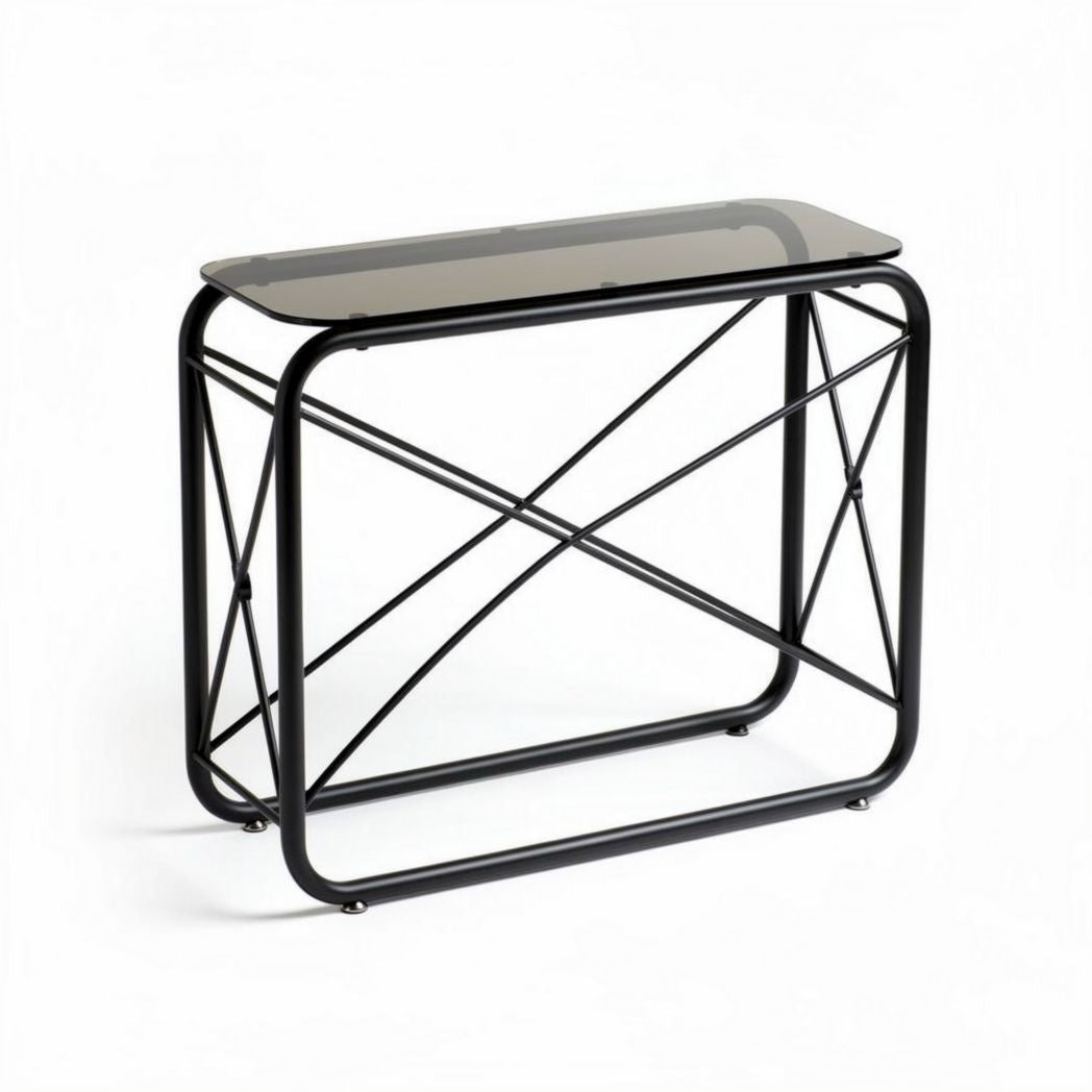 Tavolo consolle in metallo e vetro per ingresso – 45 x 30 x 75 cm