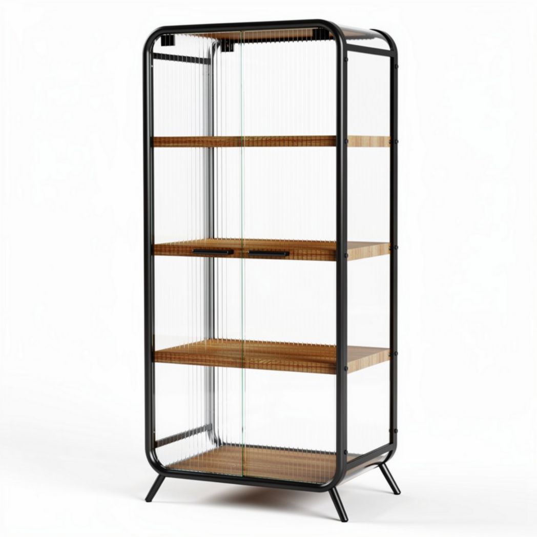 Libreria in metallo e vetro per soggiorno – 40 x 20 x 100 cm