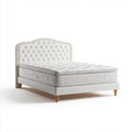 Letto matrimoniale con testiera imbottita per camera da letto – tessuto e metallo – 200 x 160 x 100 cm