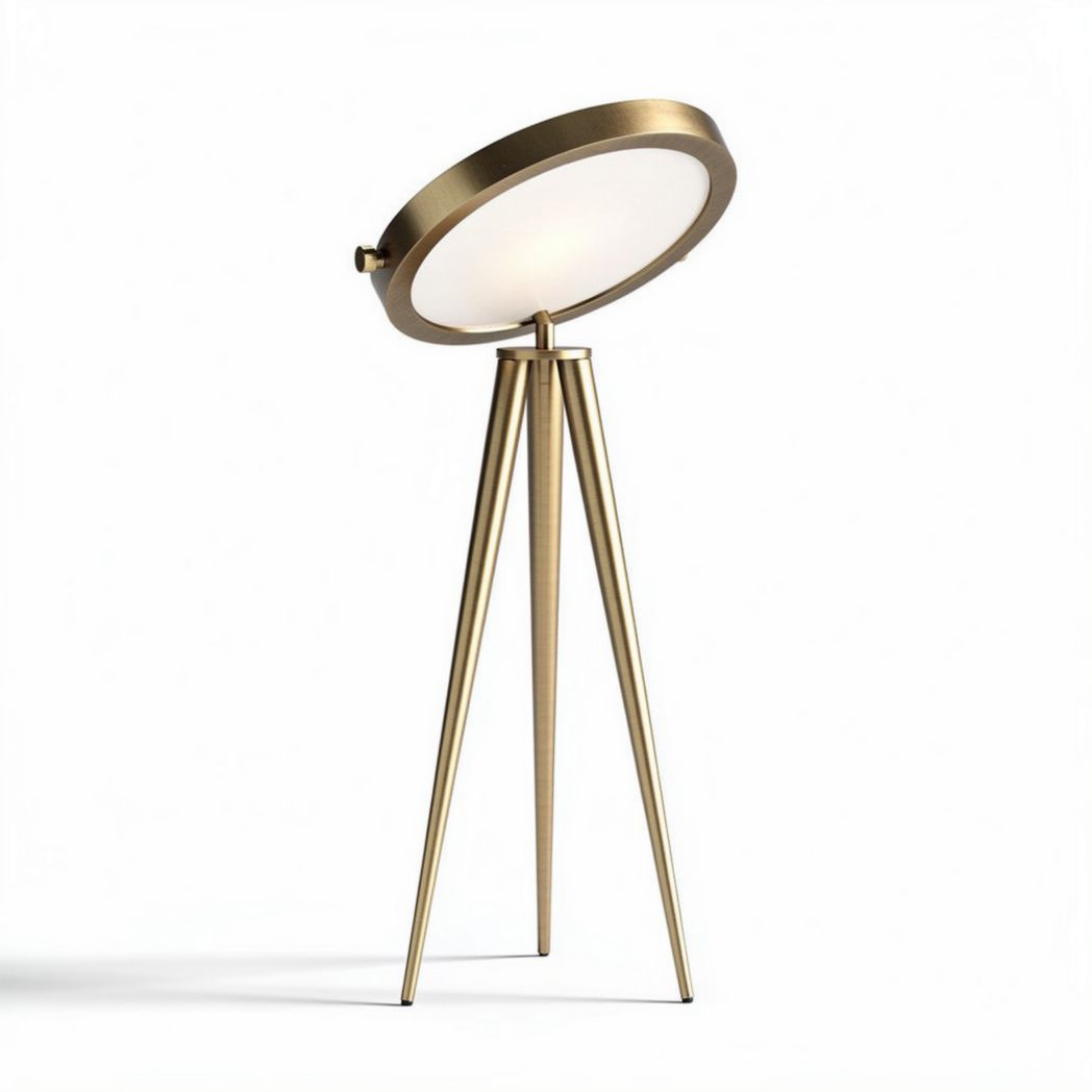 Lampada da terra con diffusore circolare per illuminazione domestica – metallo e vetro – 10 x 10 x 135 cm